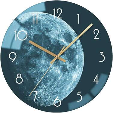 VIKMARI Glass Wall Clock Silent-Non Ticking Wall Clocks - Quality Quartz Battery-Operated Round 12 Inch (Earth Pattern)