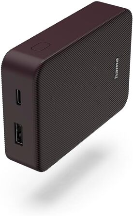Powerbank Hama Colour 10 10000mAh: портативний зарядний пристрій з USB-C та USB-A, LED дисплеєм, для телефонів, планшетів та інших пристроїв (Плюм)