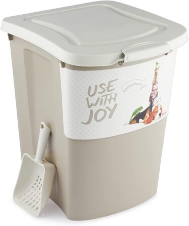 Rotho Archie Pet Food Container 38L with Lid - BPA-Free Plastic, Multi-Color, Beige - Large Capacity Storage