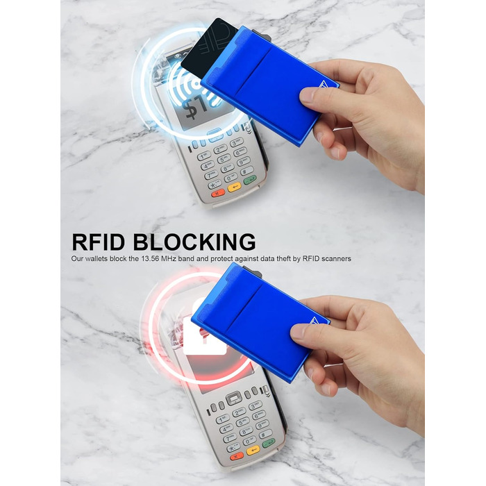 RFID-захищений картхолдер Pop-up: тонкий гаманець з відділенням для монет (1 шт., блакитний)