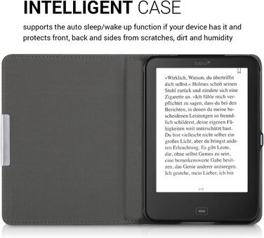 Чохол-книжка kwmobile для Tolino Shine 2 HD - квітковий принт (Pusteblume Love, білий, чорний)