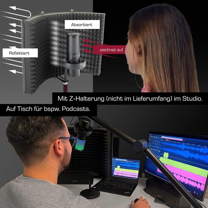 DOCKIN® MP2000: USB мікрофон-конденсатор для ПК, геймінгу, подкастів та стрімінгу. З міцним штативом, Pop-фільтр та Windscreen. Преміум якість звуку.