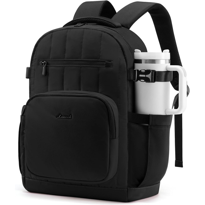 LOVEVOOK Рюкзак для жінок, шкільний рюкзак для дівчаток з відділенням для ноутбука, водонепроникний, рюкзак для подорожей, робоча сумка, елегантна шкільна сумка, сумка для навчання для університету, офісу (Чорний, 15.6 дюймів)