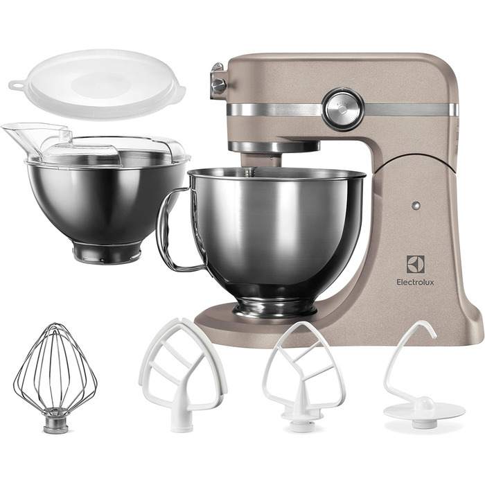 Тістоміс Electrolux EKM5570 з нержавіючої сталі, 1200 Вт, 10 швидкостей, з вінчиком та кришкою, пісочний колір