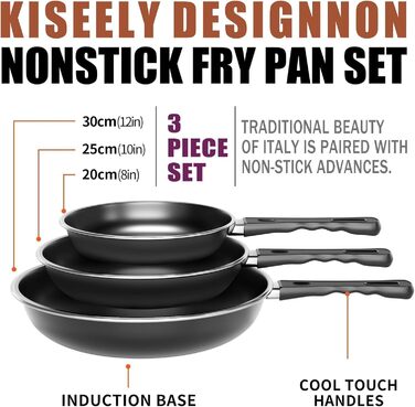 Набір сковорідок Pfannenset: 20см, 25см, 30см. 3 шт. Антипригарне покриття, для всіх плит, включно з індукцією. Без PFAS