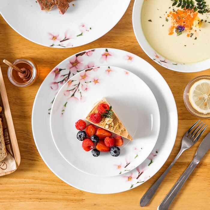 VEWEET ANNIE Набір посуду 18 предметів на 6 осіб, сучасний сервіз з порцеляни, 6 тарілок для їжі, десерту та супу, сервіз Annie