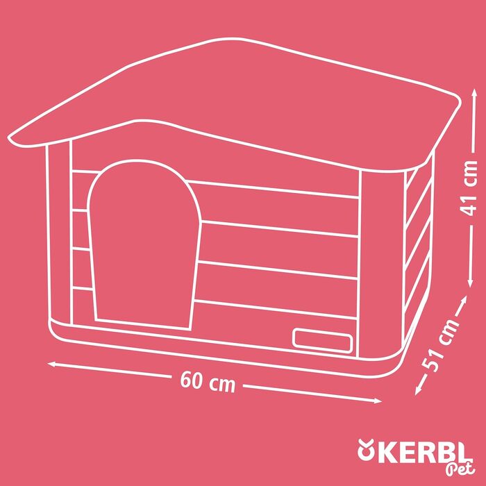Kerbl Cat House Paola Eco (Cat Shelter UV and Weather Resistant, Cat Cave Indoor and Outdoor, Pet House, 60 x 51 x 41 cm, grey-green/brown) 81341