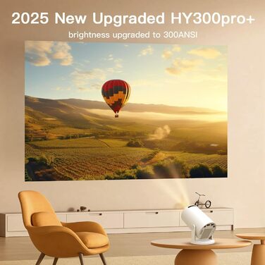 Портативний проєктор LYNCAST з Wi-Fi, Bluetooth та Android 11, 1080P/4K, поворотний на 180°, для дому та на відкритому повітрі (OptiBarrel 005 White)