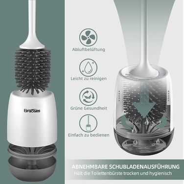 Набір для туалету з щіткою та тримачем: довга ручка, швидке висихання, настінний/підлоговий монтаж (білий та чорний)