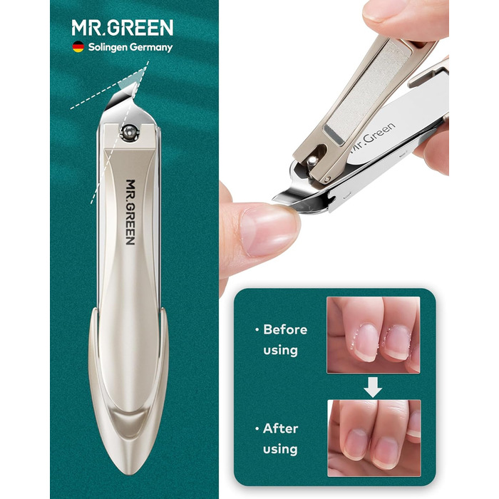 Набір для манікюру Mr. Green 3шт: кусачки, пилка, кусачки з захистом від бризок та кейс, професійний набір для чоловіків та жінок