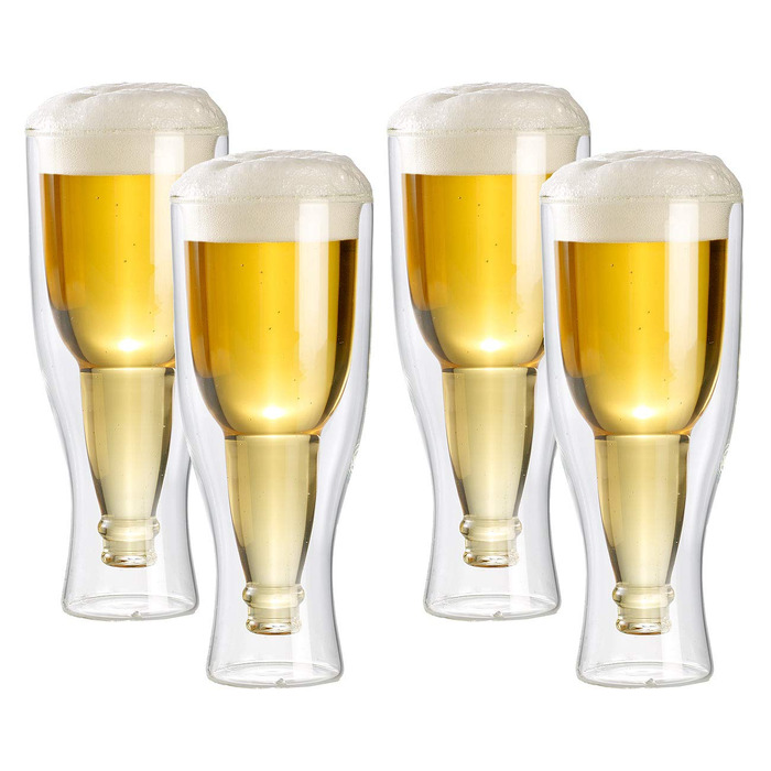 Набір пивних склянок Infactory Thermo Bierglas 0.33л (4 шт) - термосклянки для пива, подвійні стінки
