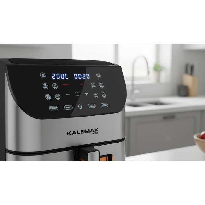 Аерофритюрниця KALEMAX без олії, 8 л, 1800 Вт, срібляста