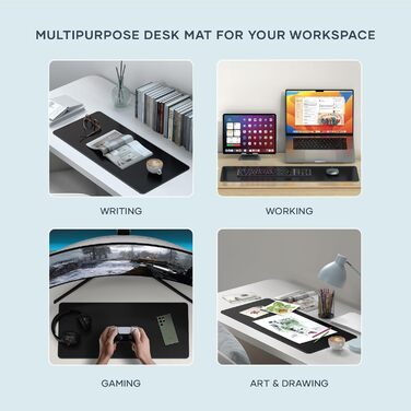 Килимок для миші SATECHI преміум PU шкіра, великий, чорний 68x31.5 см – для офісу та дому