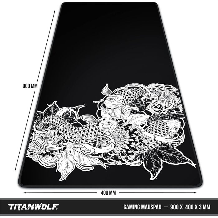 Кисмат XXL Speed Gaming Mousepad Titanwolf Schwarz 900 x 400mm - Великий килимок для миші для геймінгу