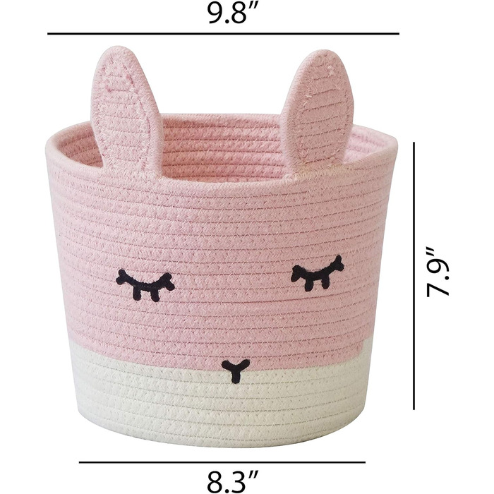 Милий маленький кошик з бавовняного шнура T&T Homewares для зберігання, прання, дитячої кімнати, іграшок, кота, собаки, рослин, рожевий заєць