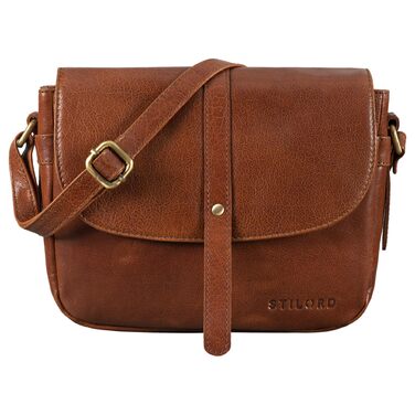 Сумка жіноча STILORD Kira Leder Vintage коньячного кольору (коричневий) - маленька шкіряна сумка через плече для вечірок та відпочинку