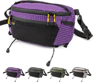 Гірчатка на пояс для максимального об'єму - ультралегка спортивна гірчатка, водонепроникна сумка-фляга з нейлону для активного відпочинку, подорожей, спорту, хандлінгу собак (фіолетова)