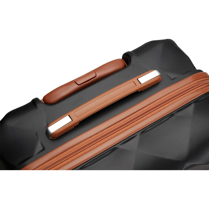 Чемодан British Traveller Mittelgroßer 64x43x26.5 см з ABS+PC, TSA-замок, 4 колеса (Чорний/Коричневий, M(64см 57л))