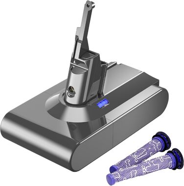 Запасний акумулятор 6000mAh для пилососа Dyson V6 (DC58, DC62, DC59, DC61, DC72, DC74, SV03, SV05, SV06, SV07, SV09) + 2 фільтри