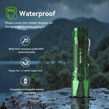 Тактичний ліхтарик Gearlite: перезарядна LED лампа 3000 люмен з зумом, 3 режими, водонепроникний IP65, для кемпінгу, риболовлі, тактики