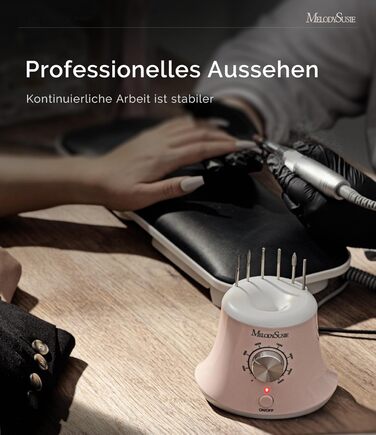 Електричний фрезер для нігтів MelodySusie 30000 об/хв: професійний набір для манікюру та педикюру з педаллю, для гелю та акрилу, білий (C-рожевий)