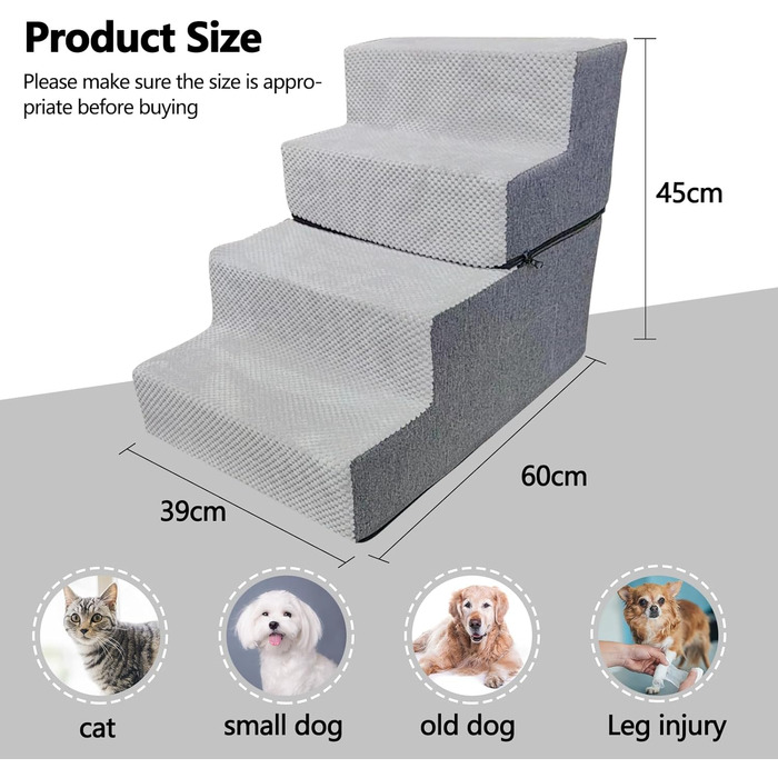 Сходинка для собак та котів Galatée: зручна та безпечна драбинка для дому (4 сходинки)