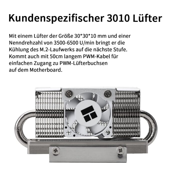 SSD накопичувач TR HR10 2280 PRO з радіатором охолодження, двосторонній, 4 теплові трубки, PWM вентилятор, термопаста для ПК та комп'ютера