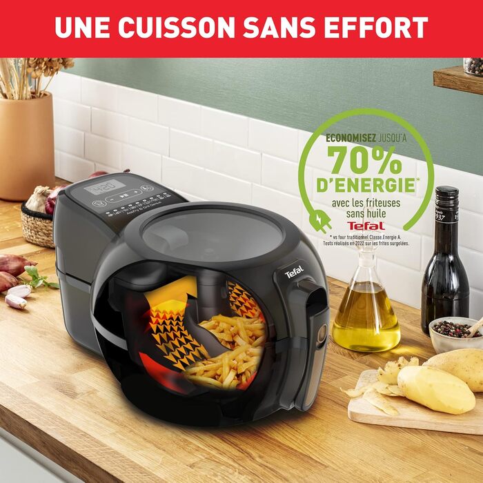 Аерофритюрниця Tefal ActiFry Genius FZ7758 з грилем, 1,2 кг, автоматичне перемішування, 9 програм, здорове смаження без олії, цифрова книга рецептів, чорна