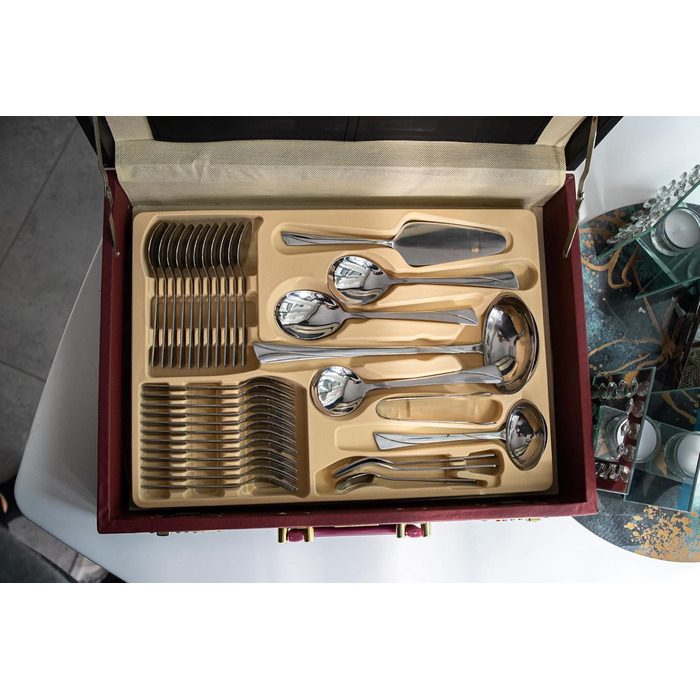 Karl Hausmann 72-Piece Stainless Steel Cutlery Set for 12 People - Dishwasher Safe Silverware Set with Case