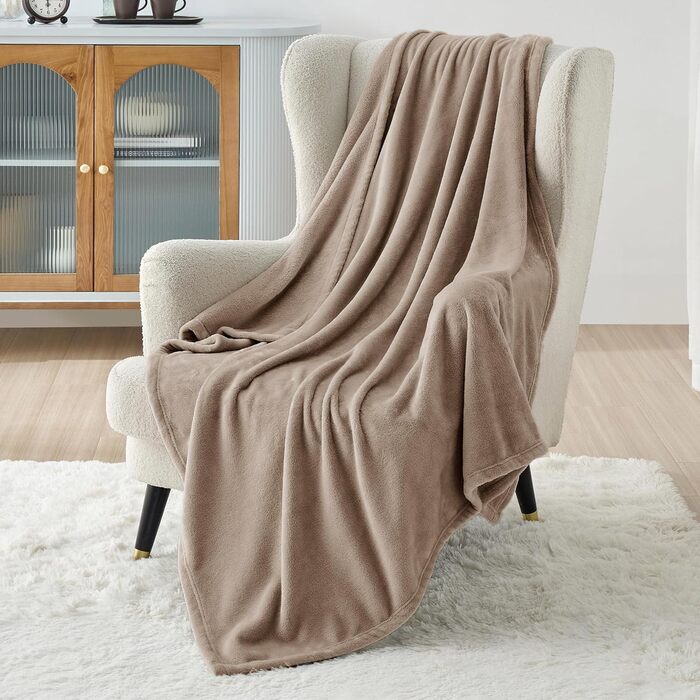М'яка ковдра BEDSURE з флісу - тепла зимова ковдра, ковдра на диван XXL, велика ковдра для дому та відпочинку 220x240 см, ковдра на диван (Світло-коричневий, 150 x 200 см)