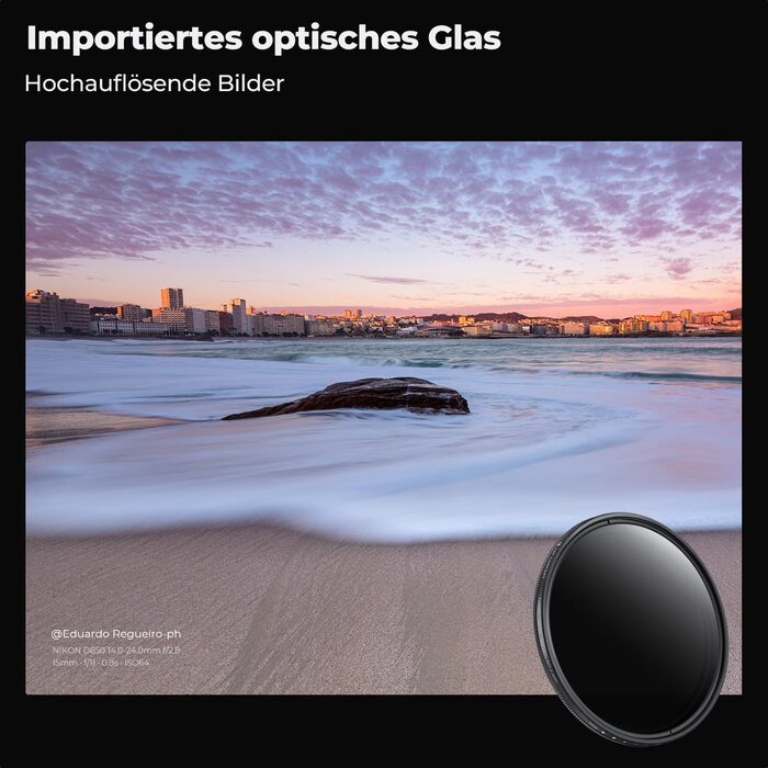 ND фільтр змінної щільності K&F Concept 37mm ND2-ND400 для фотографії пейзажів (Nano-Basic) + 3 серветки для чищення