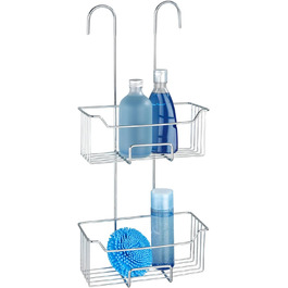 WENKO Thermostat Shower Caddy Model Milo, 2 Tiers, Shower Shelf for Hanging on the Faucet, Stainless Steel (Rust-Proof) Shelf, 25 x 55 x 14 cm, Glossy