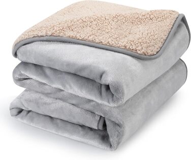 PETTOM Деки для собак та котів, флісова підстилка, водовідштовхувальна, 152 x 127 см (Світло-сірий + Бежевий)