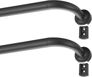 Штанга для штор Warmgold, діаметр 2,5 см, регульована штанга для затемнення, алюмінієві кінчики та кріплення, 71–381 см (2 шт. 16–28 см, чорний)