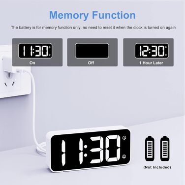 LED-годинник з будильником LATEC з двома тривогами, USB-зарядкою, регулюванням яскравості та гучності, 8 мелодій, 12/24 год, мережевий