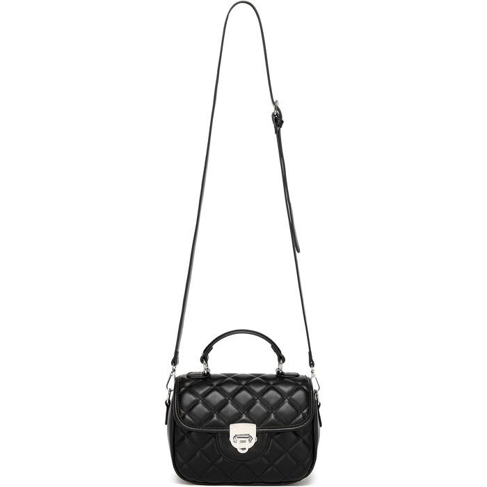 Сумка жіноча Miss Lulu середнього розміру: шкіряна сумка-тоут, крос-боді, вінтажний стиль, чорна (4-1)