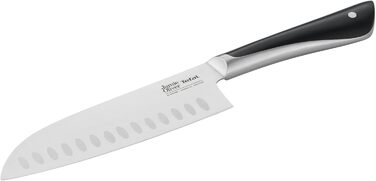 Набір кухонних ножів Jamie Oliver by Tefal (6 предметів) - шеф, сантоку, для хліба, універсальний, овочевий + дерев'яний блок з акації, сталь, коричневий K267S556