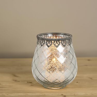 Vintage Candle Glasses Lanterns Silver - 2 Modern Candle Glasses in 14 cm as Candle Holders, Lanterns, Tealight Holders - Boho Candle Holders, Tealight Glass as Wedding Table Decoration, Balcony, Garden Decoration (2x 18 cm - silver)