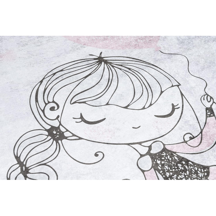 Дитячий килим TAPISO Emma, 120x170 см, рожевий, з антиковзким покриттям, принт, машинне прання 30°C, ÖKO-TEX