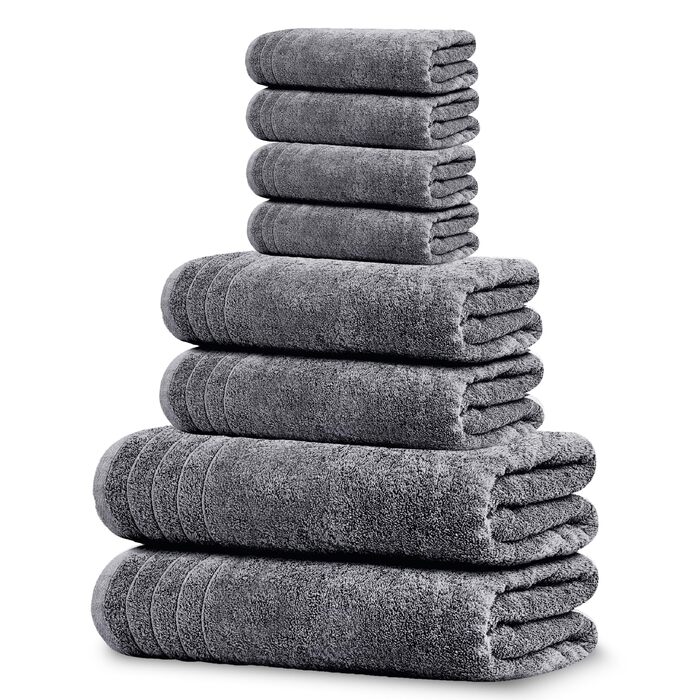 Набір рушників Tens Towels з 100% бавовни, 8 предметів: 2 великі банні рушники, 2 рушники для рук та 4 серветки, гігроскопічні та швидкосохнучі, колір зелений