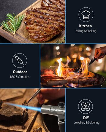 Пальник RONXS Flambierbrenner для приготування Crème Brulée, кухонний, з регульованою полум'ям, чорний