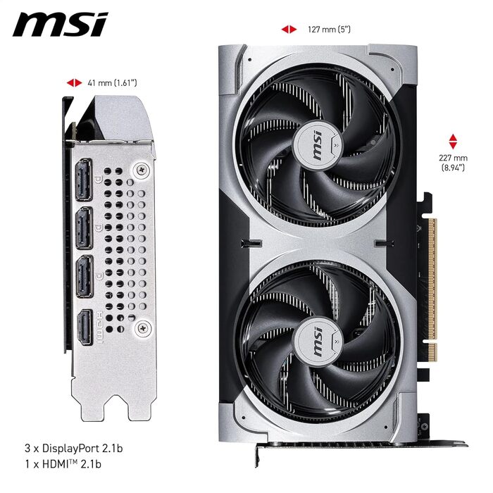 Відеокарта MSI GeForce RTX 5060 Ti Ventus 2X OC Plus 16GB GDDR7, PCIe 5.0
