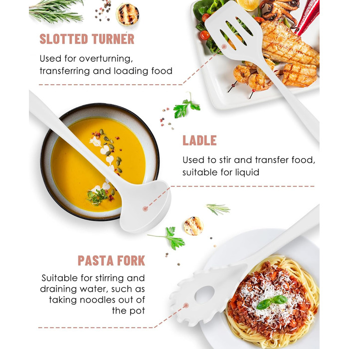 Набір кухонного силікону 12 шт., BPA-free, для антипригарного посуду, до 200°C, з підставкою, зелений (білий)