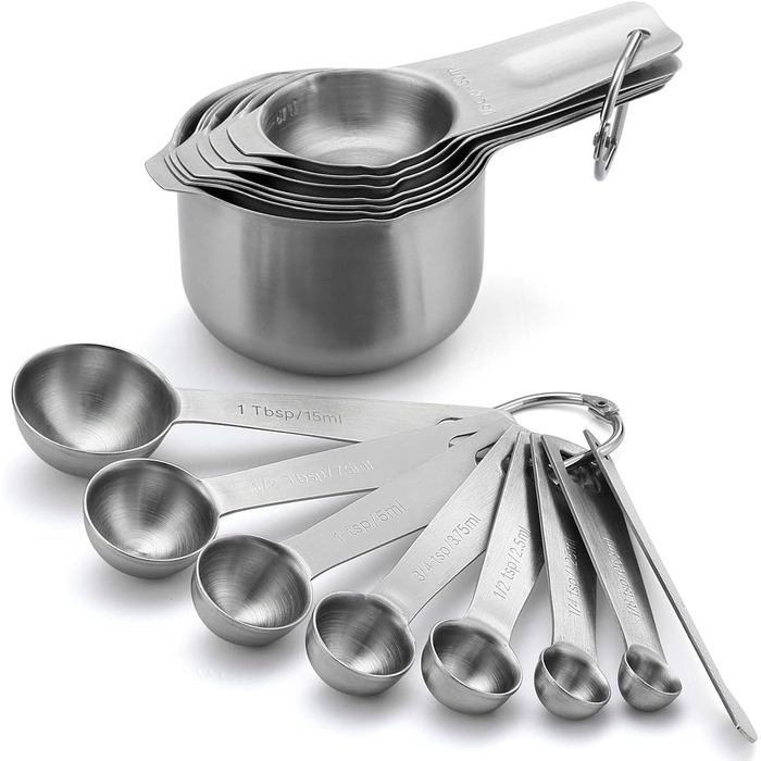 Набір магнітних мірних склянок та ложок Spring Chef (15 шт.), нержавіюча сталь, BPA-free, для випічки та приготування їжі