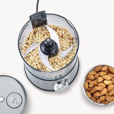 SEVERIN Compact Multi-Chopper, Universal Chopper for Coarse and Fine Chopping, Food Processor with Extensive Accessories, Brushed Stainless Steel / Black, KM 3865