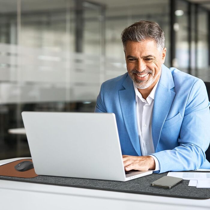 Підкладка на стіл з фетру, 100x40 см, антиковзаюча, XXL, для офісу та дому (темно-сіра)