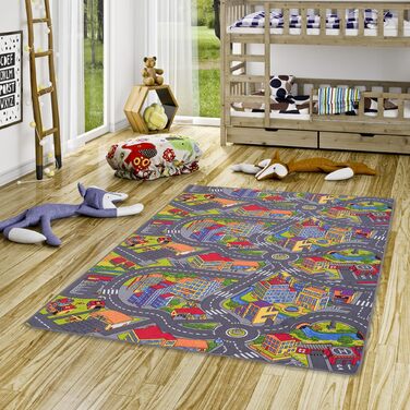 Дитячий килим Snapstyle для ігор, 3D місто, прямокутний 133x133 см, зносостійкий та простий у догляді для дитячої кімнати