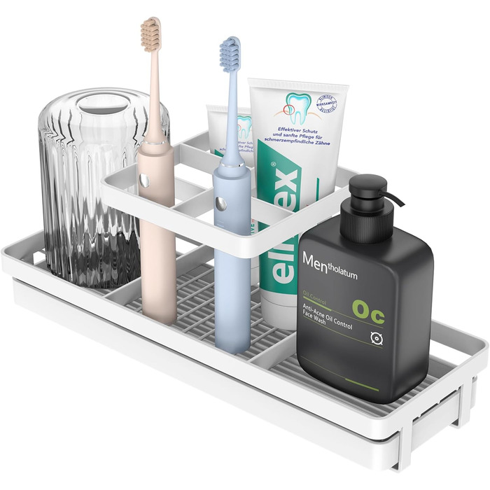 Bathroom Toothbrush Holder, 5 Slots, Carbon Steel, Toothbrush Holder, Electric Toothbrush & Toothpaste, Bathroom Countertop Accessory, Shower, Black