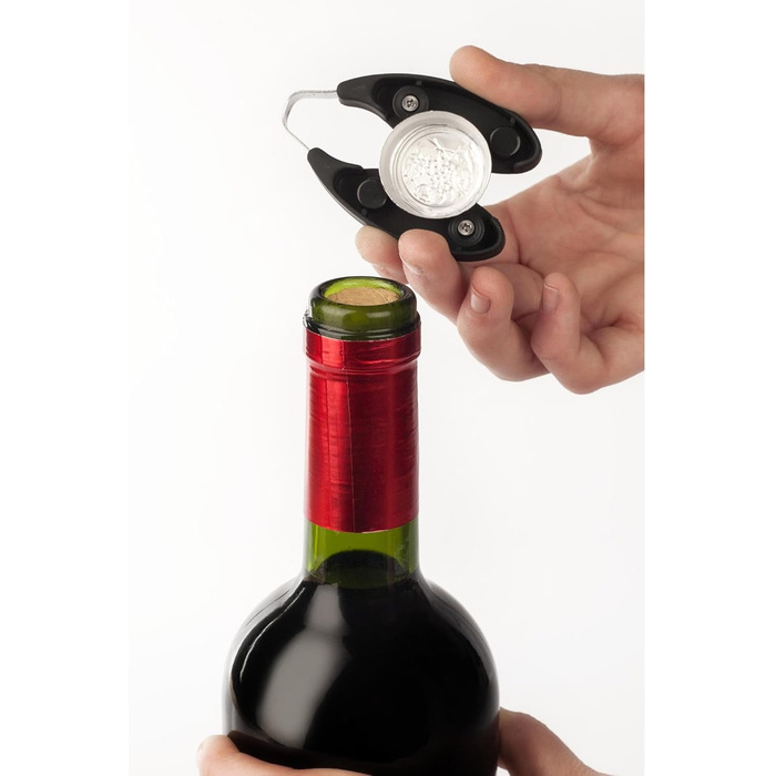 ARCOS Corkscrew Manual with ABS Housing and Zinc Alloy Handle - Versatile Bottle Opener with Foil Cutter, Effortless Cork Removal - Black and Silver. Toscana Series