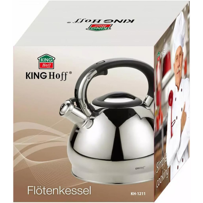 King Hoff чайник для води з нержавіючої сталі та бронзи, 3.4 л, KH-1213 (срібний)